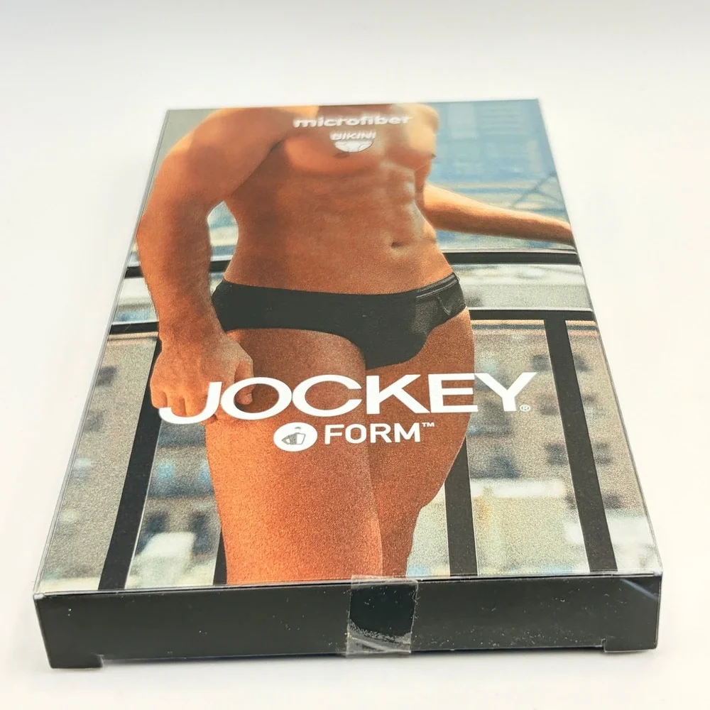 Vintage 2003 Jockey Form Mens Microfiber Bikini Briefs‎ Black XL Deadstock